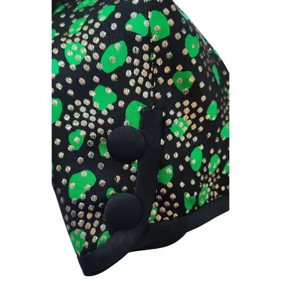 Pierre Balmain Vintage Black Green Patterned Jacket - Size 10 - Picture 7 of 10